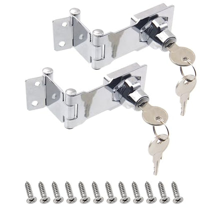 2 Pack Door Lock Hasp Latchs, Collapsible Solid 304 Stainless Steel - color: 2 Pack(Individual Key)
