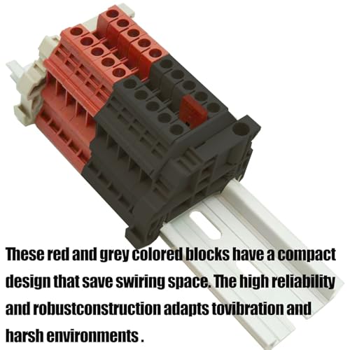 UL 10 Gang DIN Rail Terminal Blocks, with (8) 2P Jumpers,Dinkle DK4N 10-22 AWG, 30 Amp, 600 Volt - style: NEW,10-22AWG,30Amp