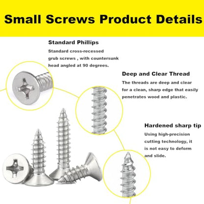 #4 Flat Head Phillips Wood Screws 150Pcs, 304 Stainless Steel, 1/4" - color: Sliver, size: #4 x 1/4''-150pcs