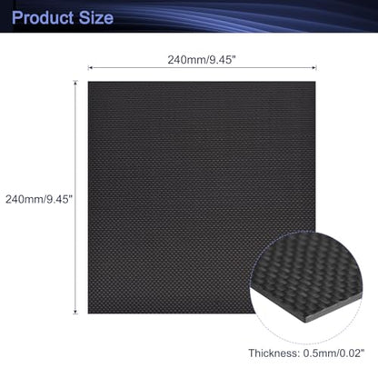 MECCANIXITY 3K Carbon Fiber Plate Panel Sheets, 240 x 240 x 0.5mm - size: 240 x 240 x 0.5mm