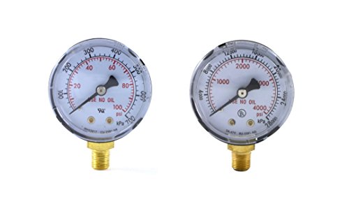 SÜA - Low and High Pressure Gauges for Oxygen Regulator 0-100 psi & 0-4000 psi - 2 inches - 1/8'' Thread - LDP - size: LDP - Low and High