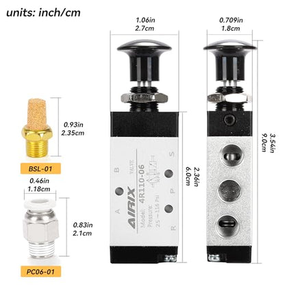 1/8" NPT Manual Control Valve 4R110-06, 5-Port 2-Position Hand Valve - size: 1/8'' NPT, style: 5 Way 2 Position