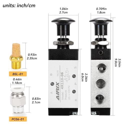 1/8" NPT Manual Control Valve 4R110-06, 5-Port 2-Position Hand Valve - size: 1/8'' NPT, style: 5 Way 2 Position
