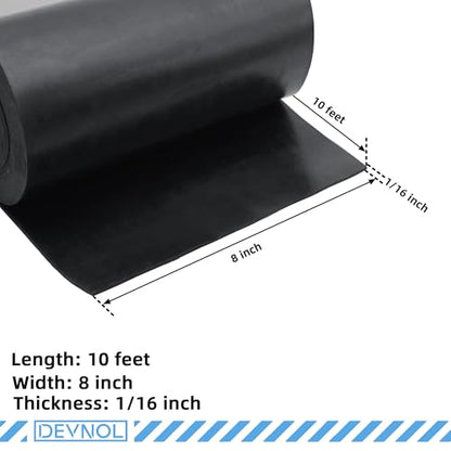 DEVNOL Neoprene Rubber Strip 1/16 (.062)" Thick X 8" Wide X 10'Long Grade 65A for Gasket, Surface Protection, Sealing - size: 1/16" x 8" x 10'