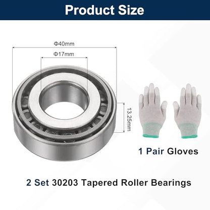uxcell 30203 Tapered Roller Bearing Cone and Cup, 17x40x13.25mm, 2 Set - size: 30203