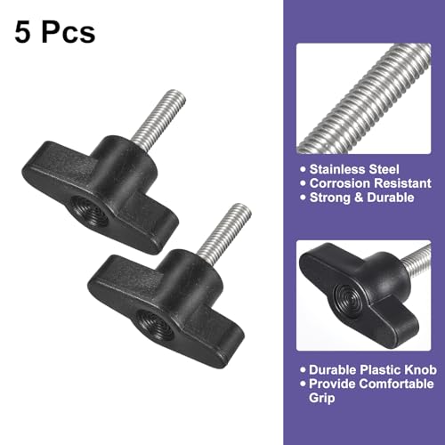 uxcell 5Pcs Clamping Screw Knob, M5 x 20mm Metric 304 Stainless Steel T Shaped Thumb Screws Handle for Quick Remove Hand Tightening Knob Replacement - size: M5 x 20mm
