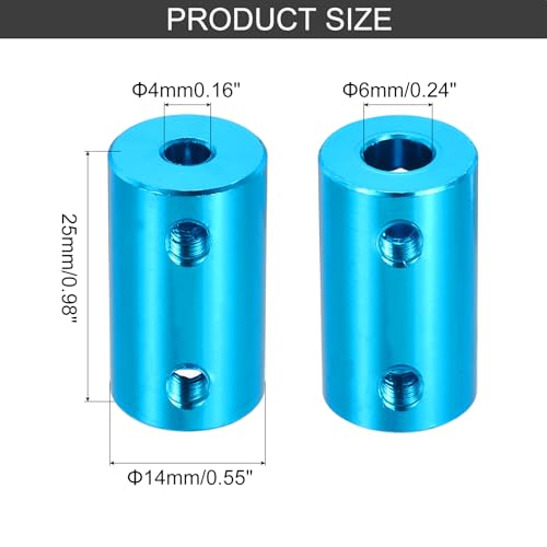 MECCANIXITY Rigid Screw Coupling 4mm to 6mm Shaft Coupler Connector L25mm x D14mm Aluminum Alloy Joint Connector Set for 3D Printers DIY Encoder with 20 Screws, Blue, 5Pack - color: Blue, size: 4mm to 6mm