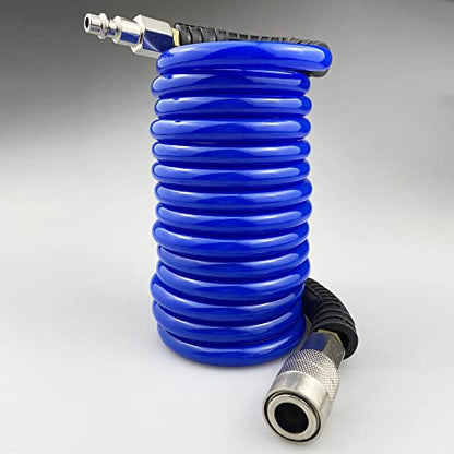 Darnassus PU Recoil Air Hose Compressor Tube with 1/4" Swivel Fittings - color: Blue, size: 10 FT