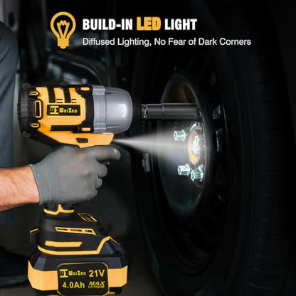 1/2" Cordless Impact Wrench 650Ft-Lbs Brushless, 2×4.0Ah Battery & Charger