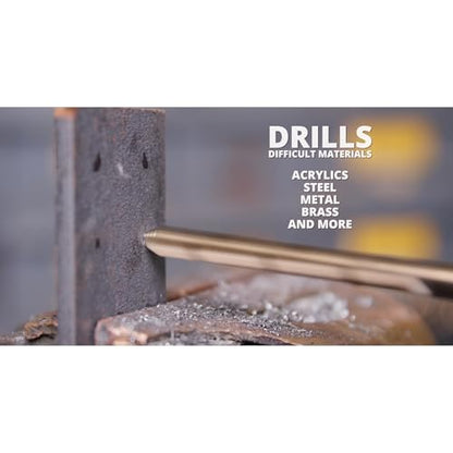 Drill America 5 Piece Cobalt Stepped Drill Bit Set with 1/2" Reduced 3-Flat Shank, Gold Oxide Finish for Drilling Acrylic, Steel, Hard Metals, GSC Series - size: 5 Piece Reduce Shank Set