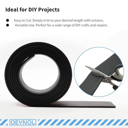 DEVNOL Self-Adhesive Neoprene Rubber Strips 1/8" Thick x 2” Wide x 12' Long, Sealing, Cushioning, Weather Stripping, Gaskets, and DIY Projects, Weatherproof - color: red adhesive backing, size: 1/8" x 2" x 12'