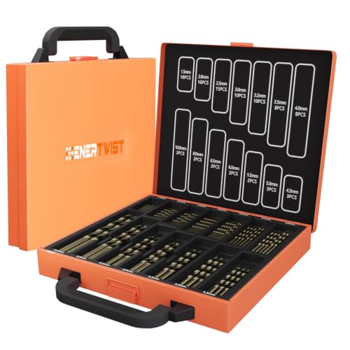 ENERTWIST M35 Cobalt Drill Bit Set, 99Pcs 135° HSS Twist Jobber Drill Bits