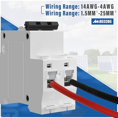 DC Solar Panels Disconnect Switch 10 Amp Solar Shut Off Switch 12V-400V 2 Poles Small Miniature Circuit Breaker for PV Homes, AC 110V DIN Rail MCB - style: 10A