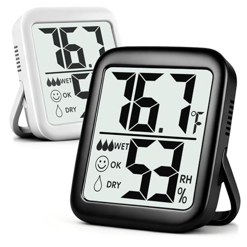 Antonki 2 Pack Room Thermometer Indoor Hygrometer - color: 2 Pcs* Black & White