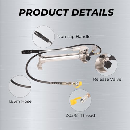 900cc Hydraulic Hand Pump 10000Psi Single Acting Manual Hydraulic Lifting Pump CP-700LB Hydraulic Lifting Pump with Pressure Guage - color: CP-700LB, Aluminum Alloy Hand Pump
