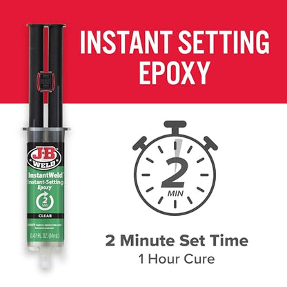 J-B Weld InstantWeld - Clear, 2 Minute Set Epoxy Adhesive, Static Mixer No Mess Application - 14ml - size: 14ml