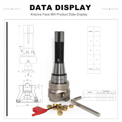 R8 Shank 63mm EMR Round Dowel Face Mill Set - size: 63MM