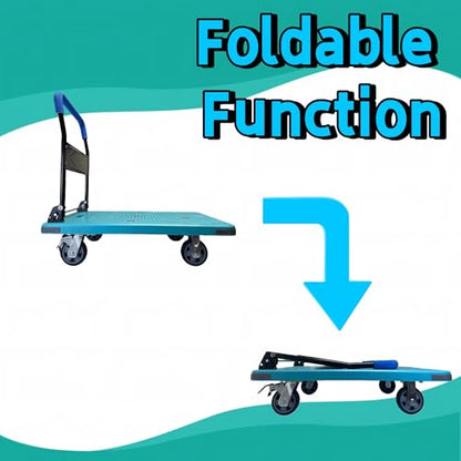 Heavy Duty Flatbed Cart with Swivel Wheels with Brakes,36" Lx24 W - color: Blue, size: Large