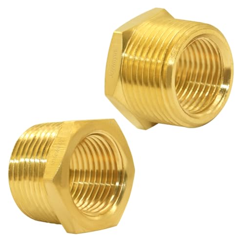 Joywayus 2Pcs Brass Reducing Hex Bushing 3/4" NPT Male to 1/2" NPT Female - size: 3/4" NPT Male x 1/2" NPT Female, style: 2PCS