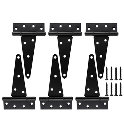 HOME MASTER HARDWARE 6" Heavy Duty Gate Hinges, 6 Pack T Strap Hinges - size: 6 in-6 Pack