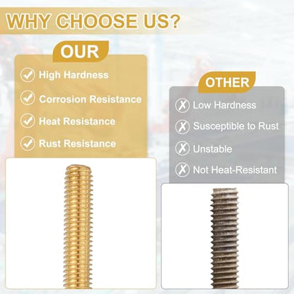 uxcell Brass Fully Threaded Rod, M5x0.8mm Pitch Right Hand Threads Studs with Solid Brass Hex Nuts, 150mm/6 Long Threaded Screw Rods Fasteners for Anchors Bolts Hangers Clamps - size: M5x0.8mmmm150mm