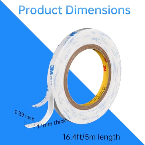 Double Sided Foam Tape | 0.39" x16.5Ft| Strong Adhesive Vibration Resistant Tape for Indoor/Outdoor Paint Wall Picture Hanging Poster|Free Damage Mounting Heavy Duty Foam Tape(0.39in/10mm x 16.5ft) - size: 0.39 in x 16.5 ft