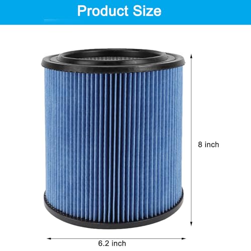 2 Pack 17907 Cartridge Filter for Craftsman Shop Vacs 5 to 20 Gallon, 3-Layer Pleated 9-17907 Wet/Dry Fine Dust Filter - color: 17907, size: 17907 Filter 2 Pack