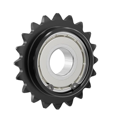 16 Tooth Roller Chain Sprocket, 49mm OD 8mm Bore 3/8" Pitch Chain Idler Sprocket, Single Bearing Black Oxide Finish C45 Carbon Steel for ISO 06B Chain - size: 10mm Bore 16 Tooth