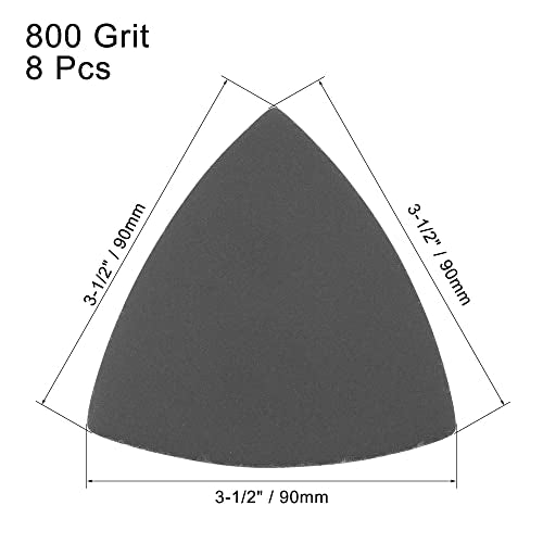 uxcell Triangular Sandpaper Hook and Loop Triangle Sanding Pad Fit 3-1/2" Oscillating Multi-Tool Silicon Carbide for Wet/Dry Use 800 Grit 8pcs - size: 800 Grit