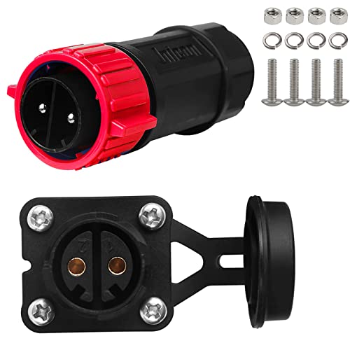 50 Amp Industrial Connector, 8AWG 2 Pin Waterproof IP67 Plug & Receptacle for Solar Array Charging RV Camper Trolling Motor (Red) - style: Red
