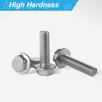 M10 x 75mm 4Pcs Flanged Hex Head Bolts, M10 x 1.5 Bolts, Flange Hexagon Head Screws, 304 Stainless Steel, Bright Finish, Metric Fully Thread - size: M10 x 75mm(4PCS)