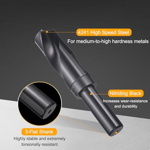 HARFINGTON 1-1/8" Drill Bit 3/4" Reduced Shank 3-Flat 4241 HSS 118° - size: 1-1/8" with 3/4" Shank