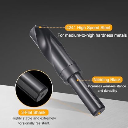 HARFINGTON 1-1/8" Drill Bit 3/4" Reduced Shank 3-Flat 4241 HSS 118° - size: 1-1/8" with 3/4" Shank