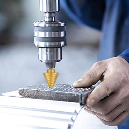 1/4" to 1-3/8" Titanium HSS Step Drill Bit for Metal Unibit - size: 1/4" to 1-3/8"