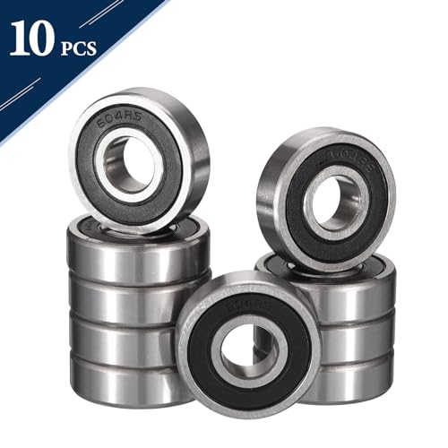604-2RS Deep Groove Ball Bearings, ID 4mm x OD 12mm x Width 4mm Miniature Bearings, Double Rubber Sealed Ball Bearing Pre-Lubricated Chrome Steel Z2 Lever 10pcs - size: 604-2RS 4x12x4mm