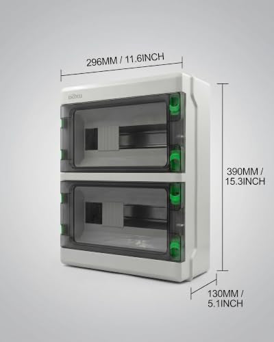 Circuit Breaker Box, IP66 Distribution Protection Box (HA-24 Way-H) - size: HA-24- 11.6x15.3x5.1 INCH