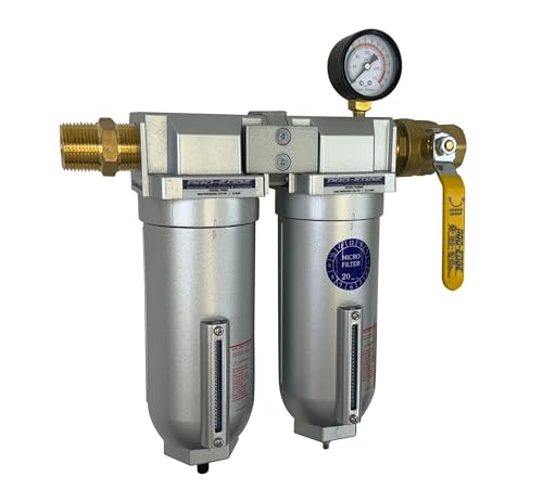 3/4" NPT Industrial (2-Stage) Moisture Removing Particulate Filter Water Separator and Oil, Moisture Vapor Removing Coalescing Filter for Compressed Air - size: 3/4" NPT, style: 2-STAGE FF