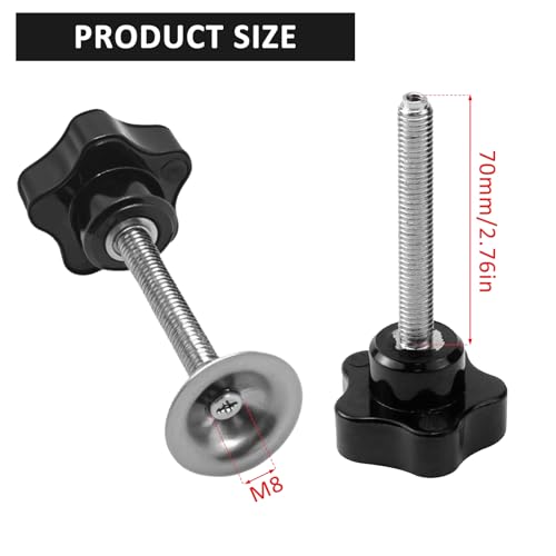 Star Handle Hand Screw with Pressure Plate Used Thread Clamping Knob Quick Removal Replacement Parts with Nuts and Washers Stainless Steel Five Star Knobs Assortment Kit (M8*70mm) ﻿ - size: M8*70mm