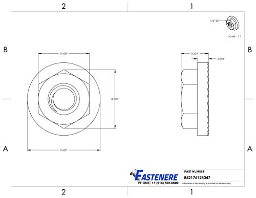 Fastenere Serrated Flange Nuts – 1/4"-20 (50-Pack), Durable Stainless Steel 18-8 Hex Lock Hardware Nuts, Corrosion-Resistant, Coarse Plain Finish for Home, Automotive & Industrial Use - size: 1/4-20 (50 Pack)