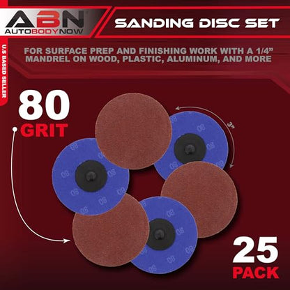 ABN Aluminum Oxide Sanding Discs 25-Pack, 3in, 80 Grit - Metal Sanding Wheels for Surface Prep and Finishing Work - style: 80 Grit