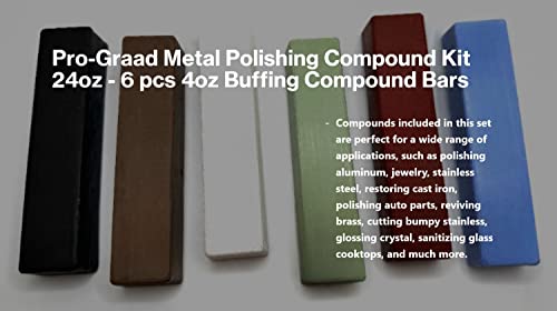Metal Polishing Compound Kit 24oz - 6 pc Buffing Compound Bars