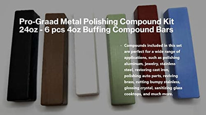 Metal Polishing Compound Kit 24oz - 6 pc Buffing Compound Bars