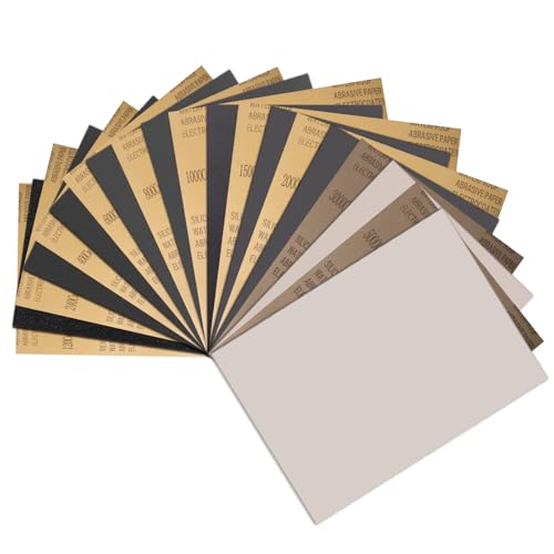 Wet Dry Sandpaper Assortment 20Pcs Waterproof Sand Paper Sheets 9x11 Inch Assorted Grit 120 240 400 600 800 1000 1500 2000 3000 5000 Sanding Paper for Wood Metal Automotive Polishing - style: 9 x 11 inches
