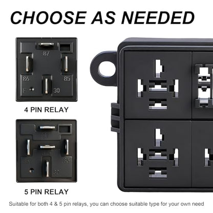 12V 3 Way Fuse Relay Box, 3 Relays and 3 ATC/ATO Blade Fuses Slots, Compatible with 4-Pin 5-Pin 40A Relay, for Cars Truck Jeep - size: 3Relays 3Fuses slots, style: Box