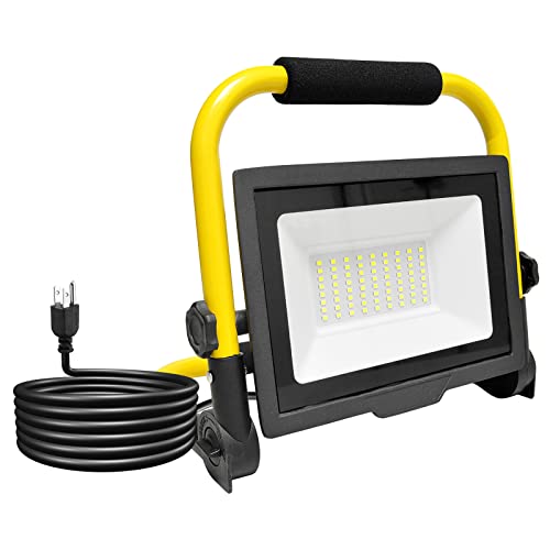 SKYWORLD Portable 50W LED Work Light 10ft 3m Cord with Plug LED Flood Lights 6000K for Repairing Workshop Garage Construction Job Site, Basement,IP66 Waterproof - size: 50W