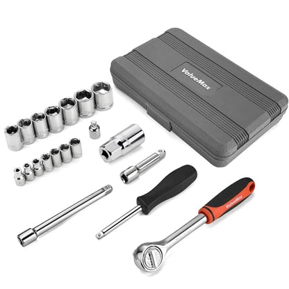 ValueMax Metric 1/4" & 3/8" Drive Socket Set, 21PCS 4-19mm Socket Wrench