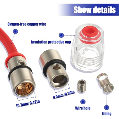 BOJACK 8 Gauge AWG 1ft Power Wire with 100 Amp AGU Fuse Holder 100A（Pack of 2） - size: 100A