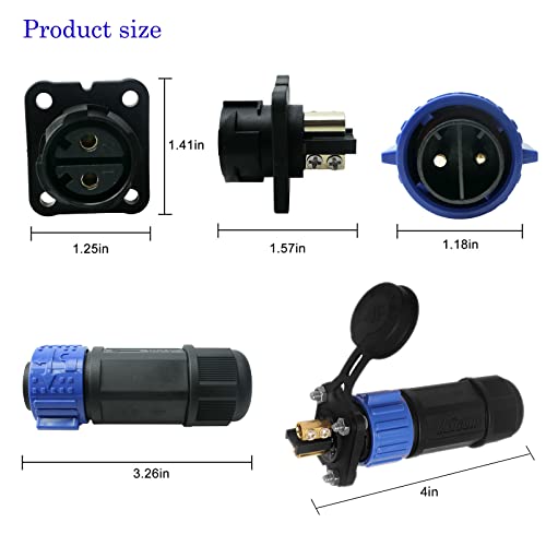 50 Amp Industrial Connector, 8AWG 2 Pin Waterproof IP67 Plug & Receptacle for Solar Array Charging RV Camper Trolling Motor (Blue) - style: Blue