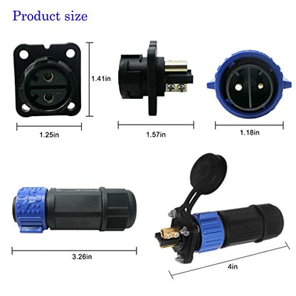 50 Amp Industrial Connector, 8AWG 2 Pin Waterproof IP67 Plug & Receptacle for Solar Array Charging RV Camper Trolling Motor (Blue) - style: Blue