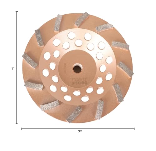 findmall 7 Inch 12 Turbo Diamond Segments 5/8 Inch -11 Arbor Grinding Wheels Diamond Cup Grinding Wheels Fit for Concrete and Masonry Available - size: 7 inch 12 segments